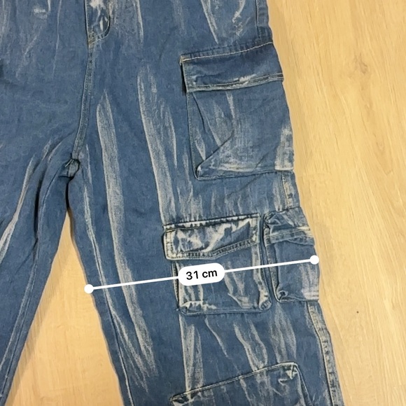 Loragal Denim Cargo Jumpsuit Strapless Wide Leg Y2K Utility NWT - Picture 14 of 16